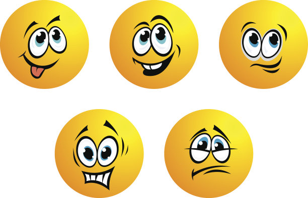 五个可爱的黄色矢量表情图片下载
