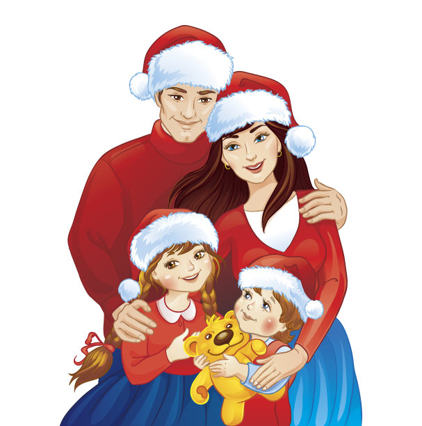 圣诞家庭的插图。图片下载