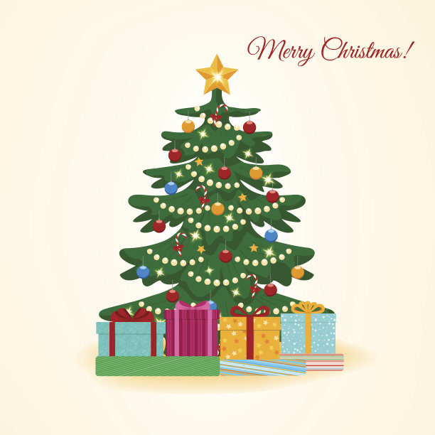 圣诞树与五颜六色的盒子与礼物图片下载
