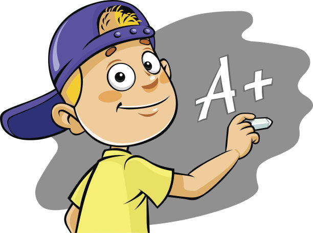 卡通儿童写作A+图片下载