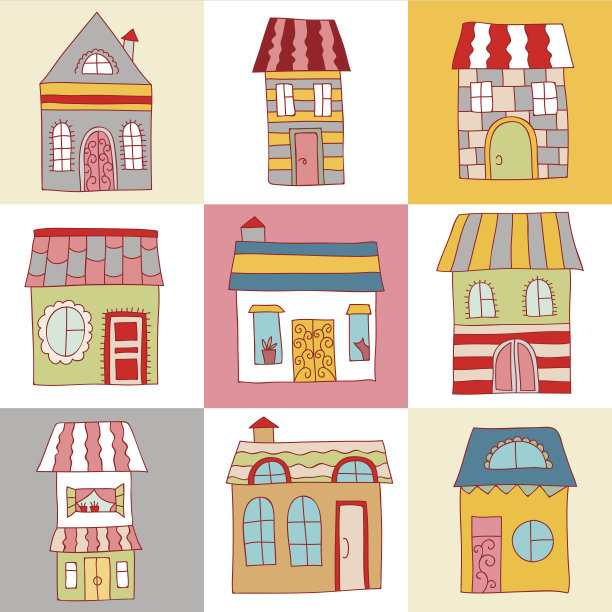 矢量手画可爱的房子和家园图片下载