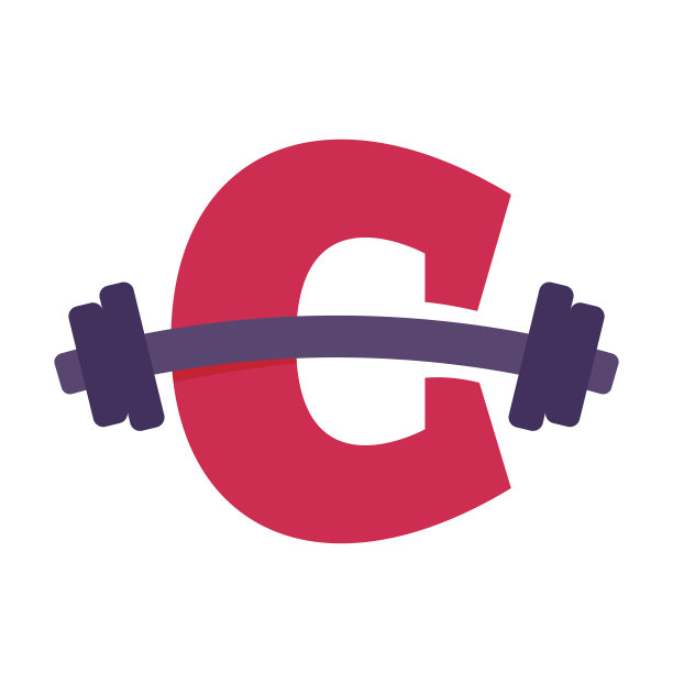 字母C带有杠铃。图片下载