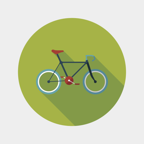 交通自行车平面图标与长影子，eps10图片下载