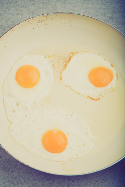 白锅里煎蛋的老式照片图片下载