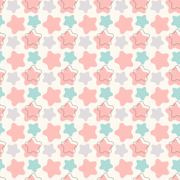 抽象几何复古星无缝图案。插图图片下载