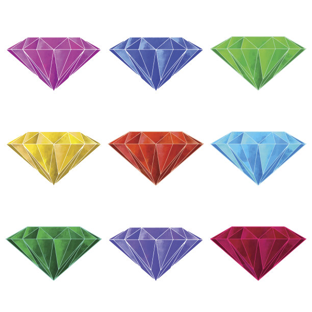 水彩宝石，宝石，钻石，水晶图片下载