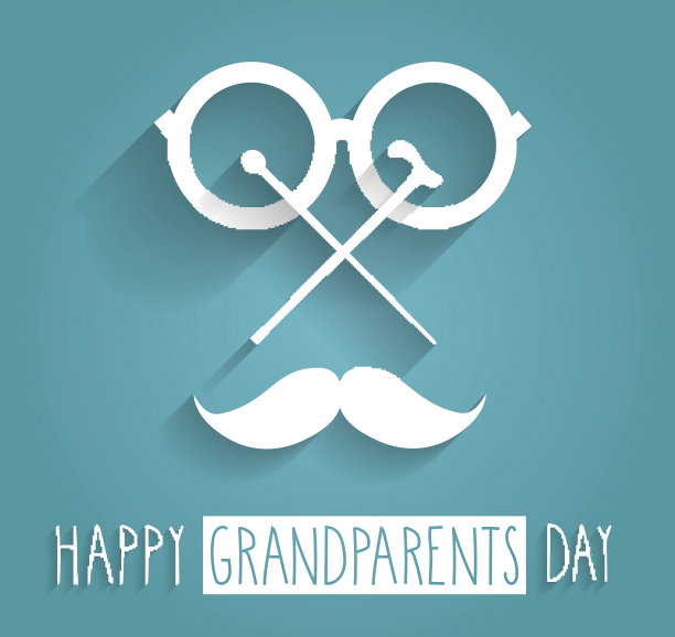 爷爷奶奶戴蓝色的海报。手写的文字图片下载