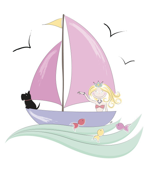 快乐的小公主和苏格兰狗去航海图片下载