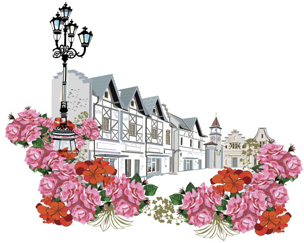 背景与城镇景观草图。图片下载