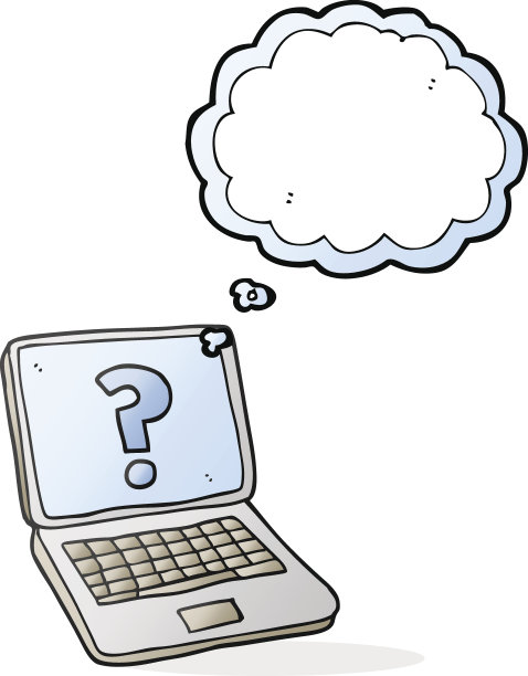 思想泡泡卡通笔记本电脑带问号图片下载