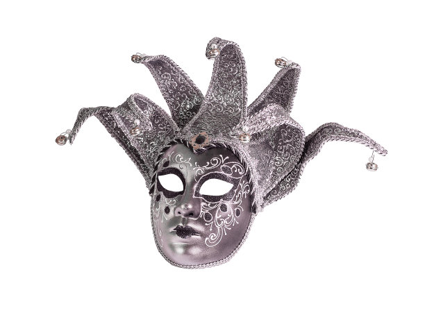 银色面罩上的白色背景孤立图片下载