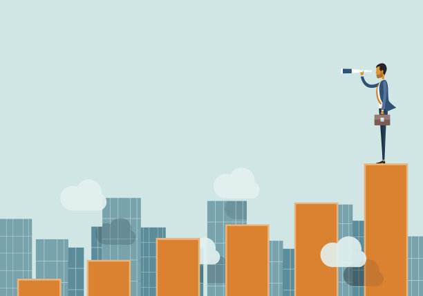 商业愿景理念和站在图上的商人素材图片