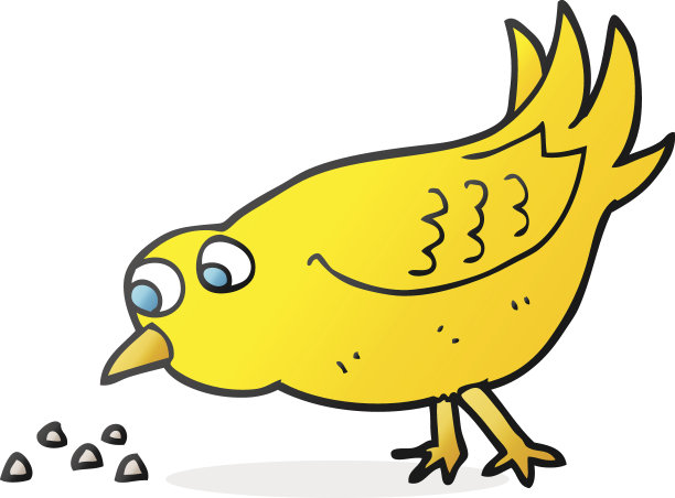 卡通鸟在啄食种子图片下载