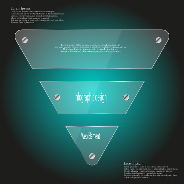 玻璃三角模板上分为三部分蓝色图片下载