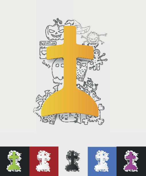 带有手绘元素的墓碑纸贴纸图片下载