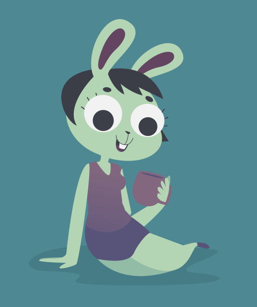 放松兔女郎拿着杯子图片下载