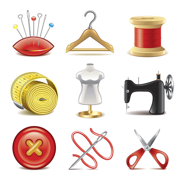 缝纫设备图标矢量集图片下载