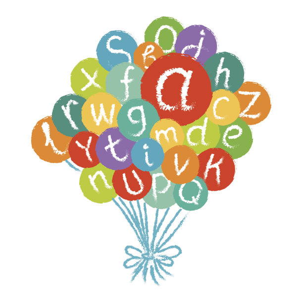 有趣的英语字母在五颜六色的气球图片下载