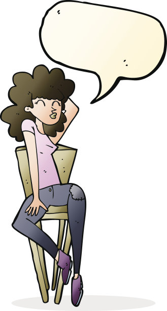 在椅子上摆姿势的卡通女人图片下载