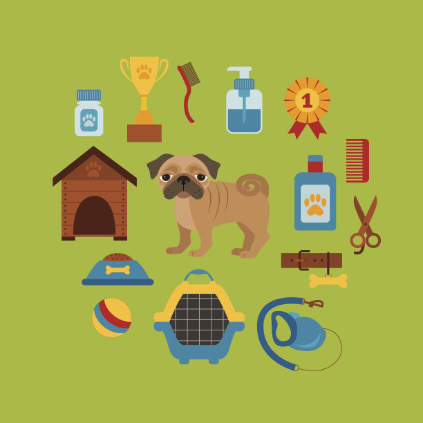 狗美容概念与宠物护理元素。图片下载