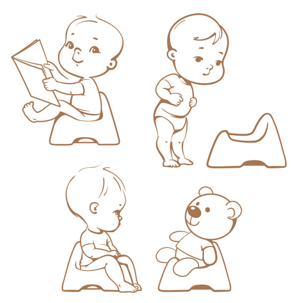 如厕训练。婴儿在厕所。草图。图片下载
