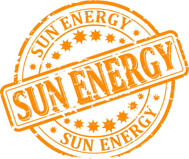 损坏的黄色圆形印章上刻有“太阳能”字样图片下载