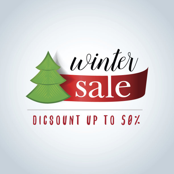 冬季销售背景用红丝带和新年树图片下载