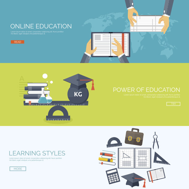 矢量插图。平的背景设定。远程教育学习。在线课程图片下载