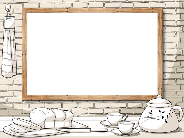 空白框架与厨房背景图片下载