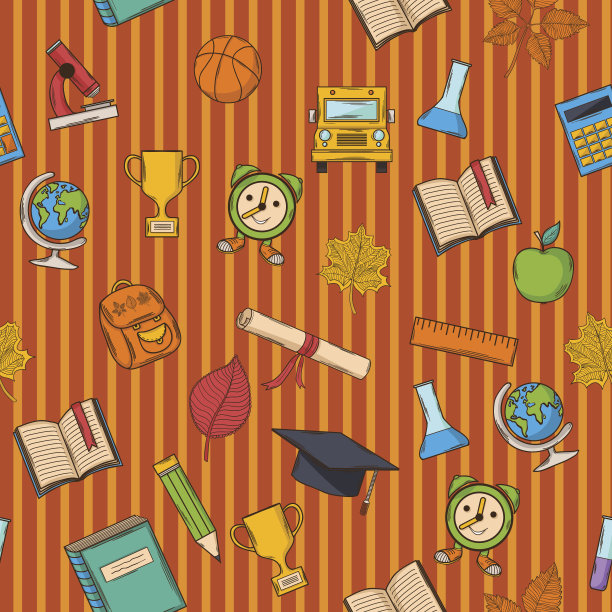 学校图案条纹橙色背景图片下载