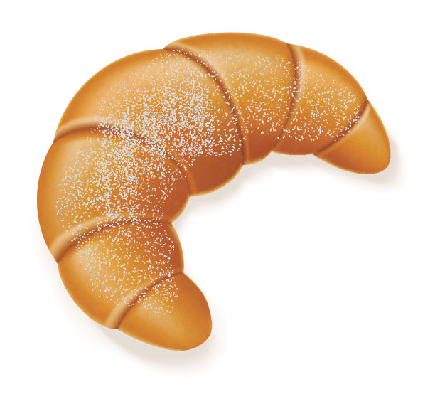 洒上糖粉矢量图的脆脆羊角面包图片下载