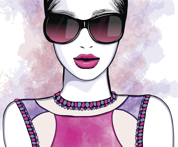 戴着墨镜的年轻漂亮女人图片下载