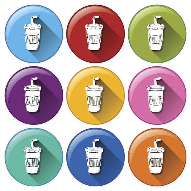 圆形按钮和一次性杯子图片下载