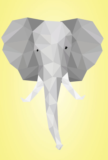 向量-大象三角形低多边形风格。图片下载