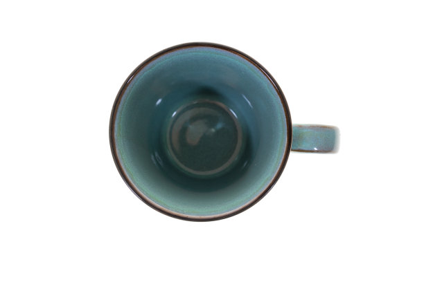 杯子杯在白色的背景俯视图图片下载