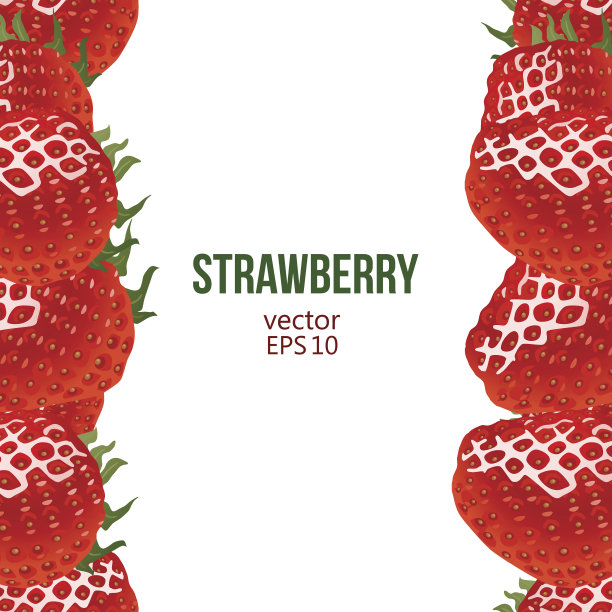 草莓框，矢量插图图片下载