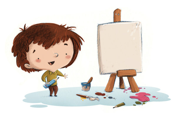 画一幅画的男孩图片下载