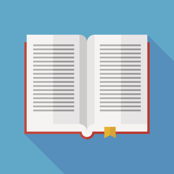 书图标与长影子。平面风格矢量插图素材图片