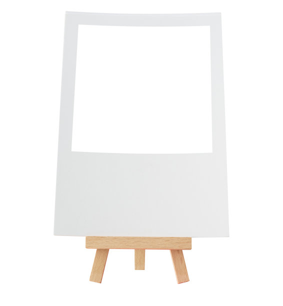 乡村画架风格木三脚架空白照片孤立在白色图片下载