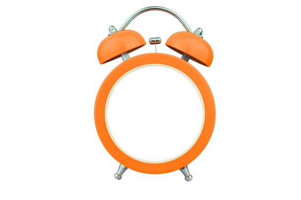 橙色闹钟没有数字孤立在白色背景图片下载