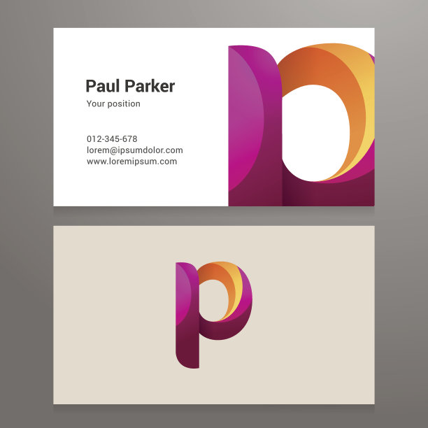 现代字母p扭曲名片模板图片下载