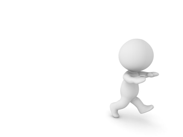 3D角色逃跑，孤立的白色图片下载