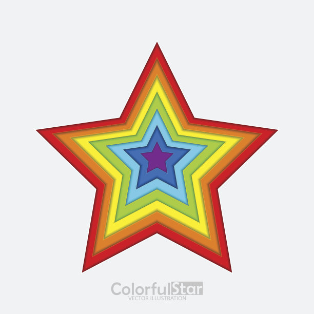 贴花星星的纸在彩虹的颜色图片下载