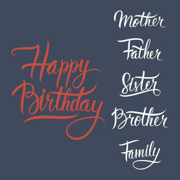 深蓝色背景上的生日祝福语。图片下载