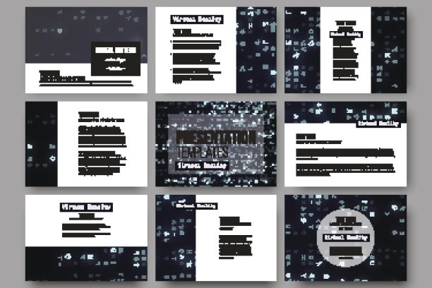 用于演示幻灯片的9个模板集。虚拟现实、抽象图片下载