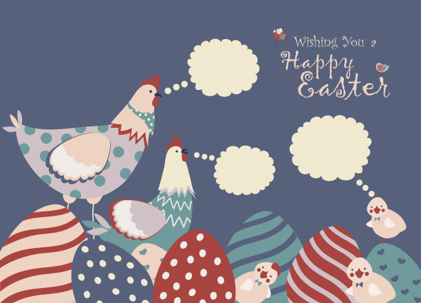有复活节蛋的复活节鸡图片下载