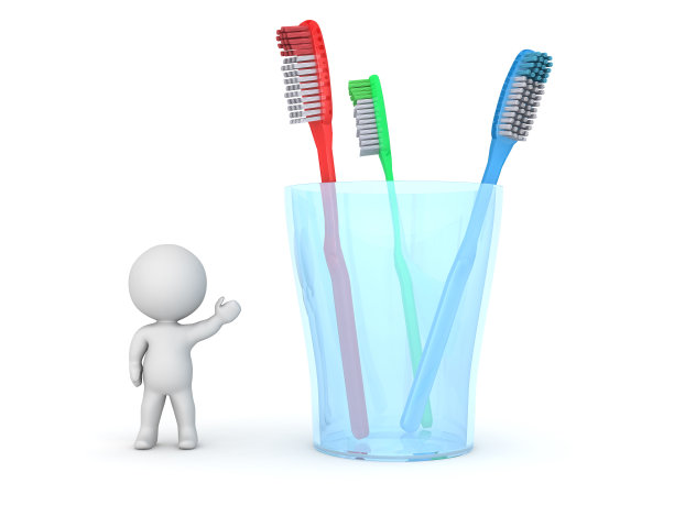 3D人物显示玻璃与牙刷图片下载
