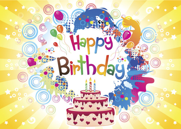 抽象艺术黄色生日爆炸图片下载