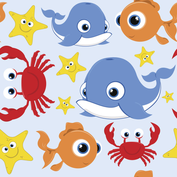 快乐矢量卡通海生活无缝瓷砖图片下载