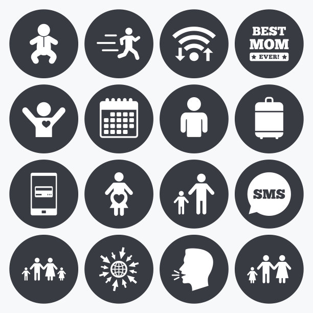 人来说,家庭的图标。孕妇的迹象。图片下载